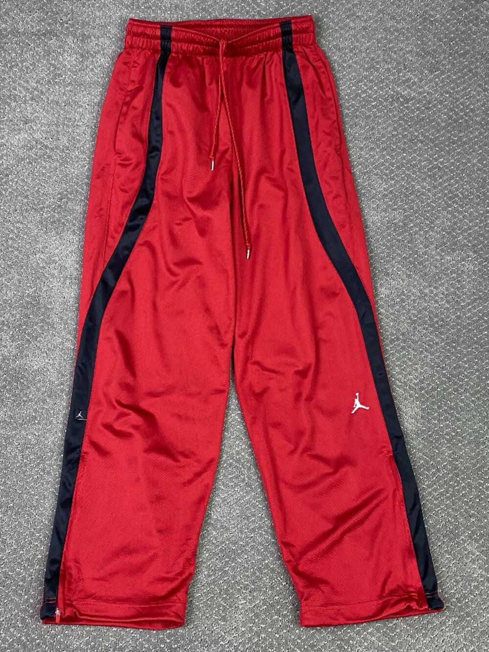 Vintage Nike Jordan Track Pants Mens Medium Red Black Striped Ankle Zip Zipper